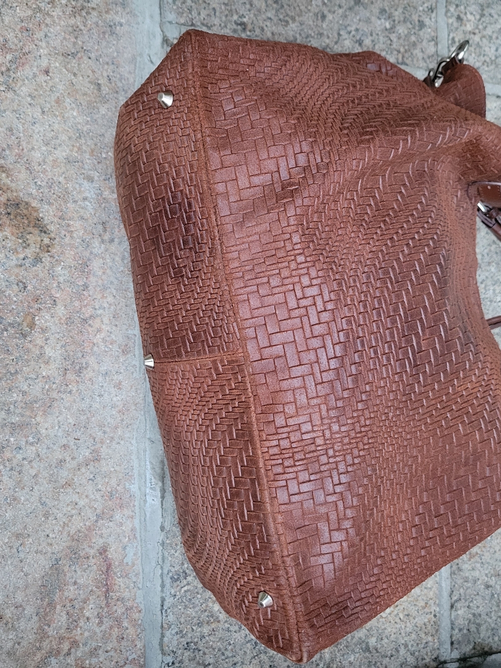 Italian Tulipani Woven Leather Satchel Shoulder Bag Brown Large Made in Italy - Picture 7 of 14
